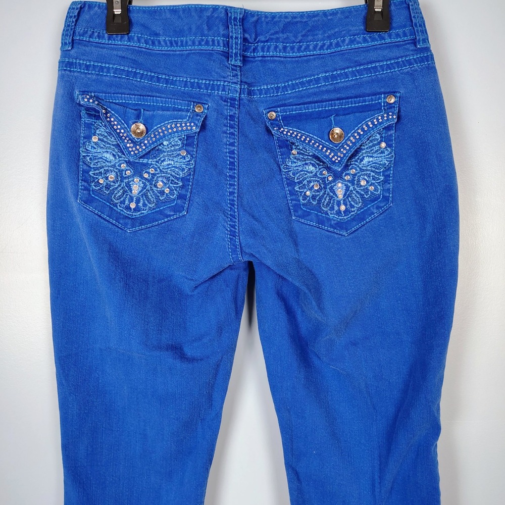 Nine West Jeans Date Night Fit Blue Embellished‎ Cropped Denim Pants Womens 10
